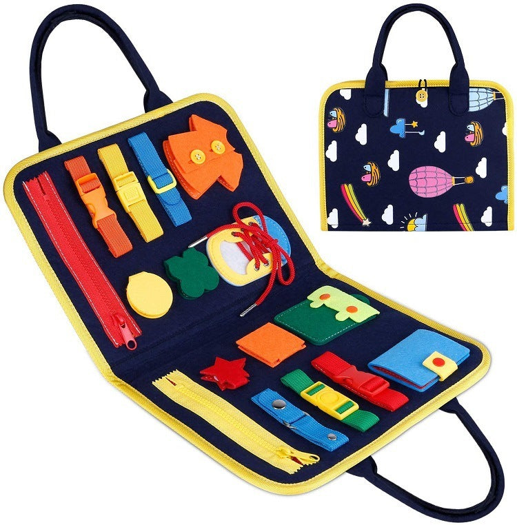 Montessori Busy Board for Toddlers | Dressing & Buttoning Learning Toy | Preschool Sensory & Fine Motor Skills Activity Book - Little Hands Innovation