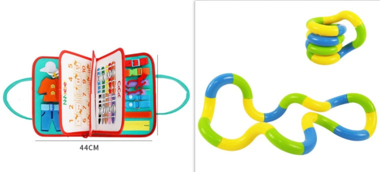 Montessori Busy Board for Toddlers | Dressing & Buttoning Learning Toy | Preschool Sensory & Fine Motor Skills Activity Book - Little Hands Innovation
