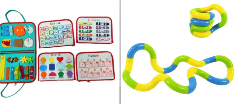 Montessori Busy Board for Toddlers | Dressing & Buttoning Learning Toy | Preschool Sensory & Fine Motor Skills Activity Book - Little Hands Innovation