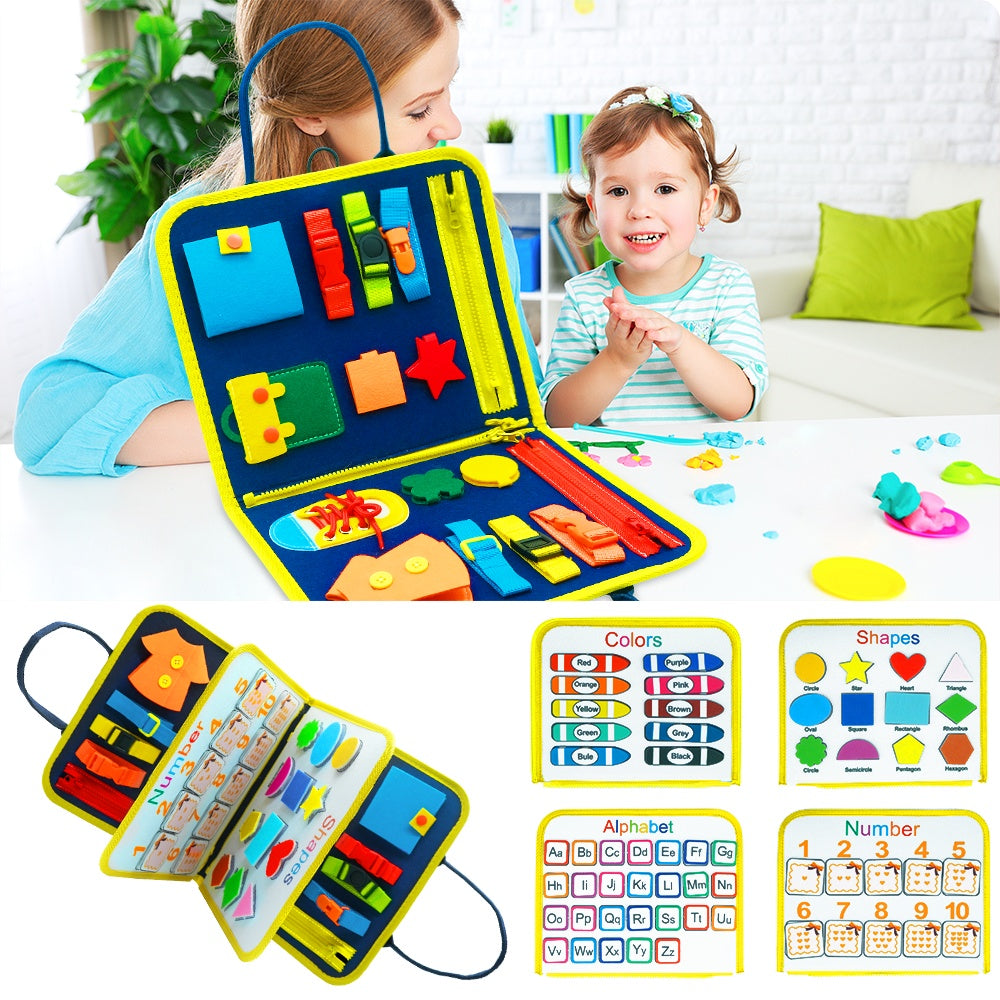 Montessori Busy Board for Toddlers | Dressing & Buttoning Learning Toy | Preschool Sensory & Fine Motor Skills Activity Book - Little Hands Innovation