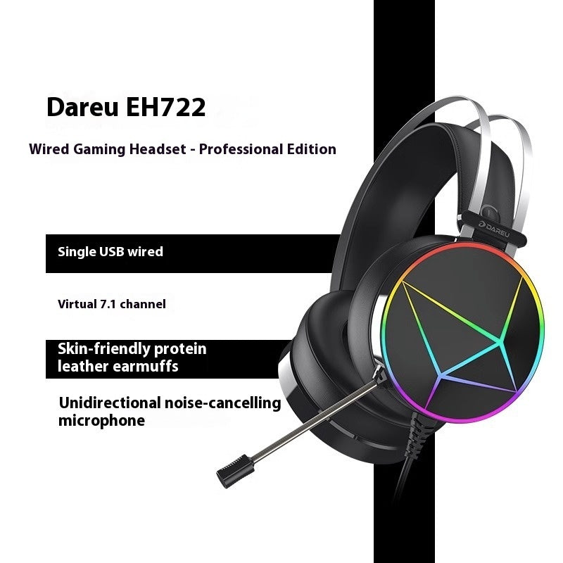 DAREU Wired Gaming Headphones Noise-Canceling Esports Headset RGB Lighting Lightweight Design PC & Laptop Compatible - Little Hands Innovation