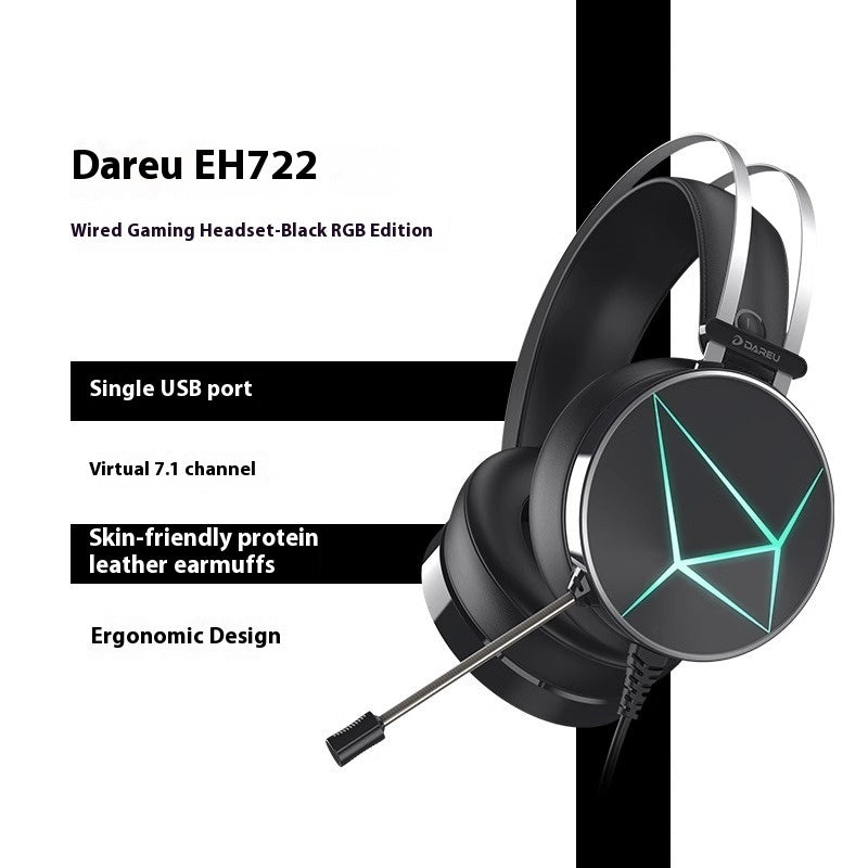 DAREU Wired Gaming Headphones Noise-Canceling Esports Headset RGB Lighting Lightweight Design PC & Laptop Compatible - Little Hands Innovation