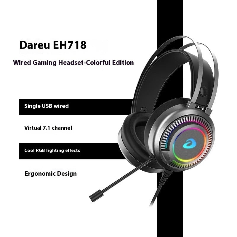 DAREU Wired Gaming Headphones Noise-Canceling Esports Headset RGB Lighting Lightweight Design PC & Laptop Compatible - Little Hands Innovation