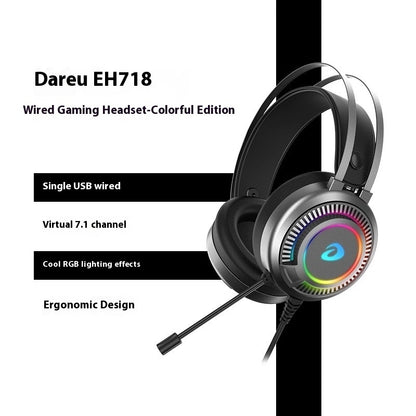 DAREU Wired Gaming Headphones Noise-Canceling Esports Headset RGB Lighting Lightweight Design PC & Laptop Compatible - Little Hands Innovation